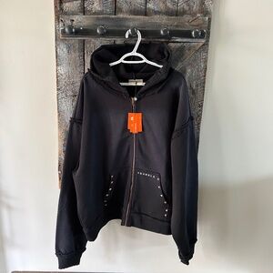 New w/Tags Men YoungLA  Full Zipper Hoodie Black